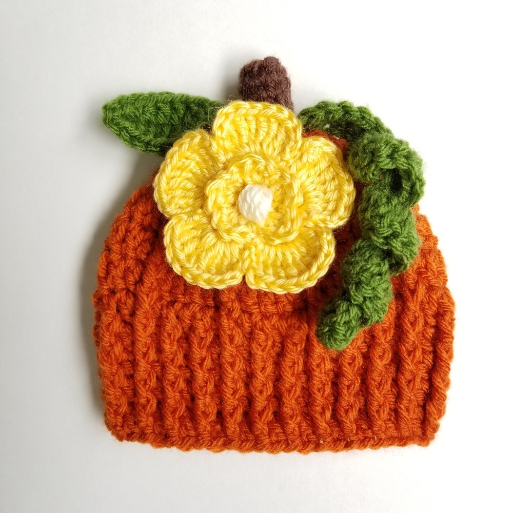 Crochet Pumpkin Hat for Girls Newborn to 12 Months